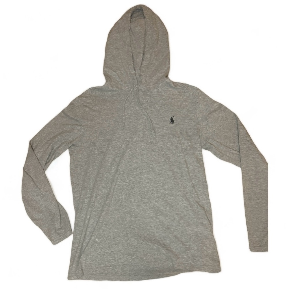 Men’s grey Polo Long Sleeve T-shirt hoodie Size Small